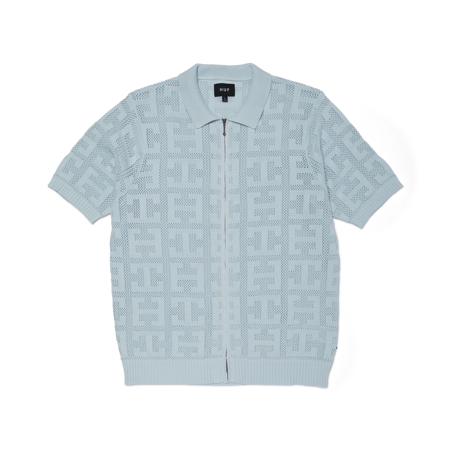 Huf Worldwide Monogram Jacquard Zip Polo